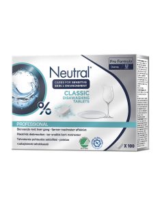 Neutral Professional Classic Koneastianpesutabletit 100kpl, Pro Formula astianpesuainetabletit, Classic Professional Tabletit, tiskiaine, tabletti, tiskitabletti, konetiskiainetabletti, laitoskoneeseen, kotikoneeseen, professional, Hajuistamaton, ilman ha
