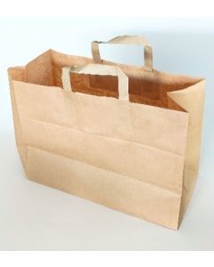 Taimikassi, ruskeaa voimapaperia. Vahvuus 80 g/m². Mitat 350 x 170 x 270 mm. Litteät kahvat.